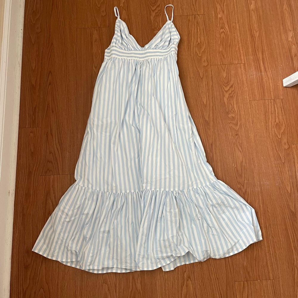 Banana Republic blue and white striped midi dress
